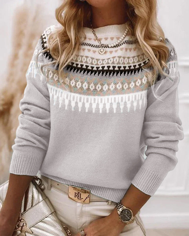 Knitted Sweater with Scandinavian Pattern