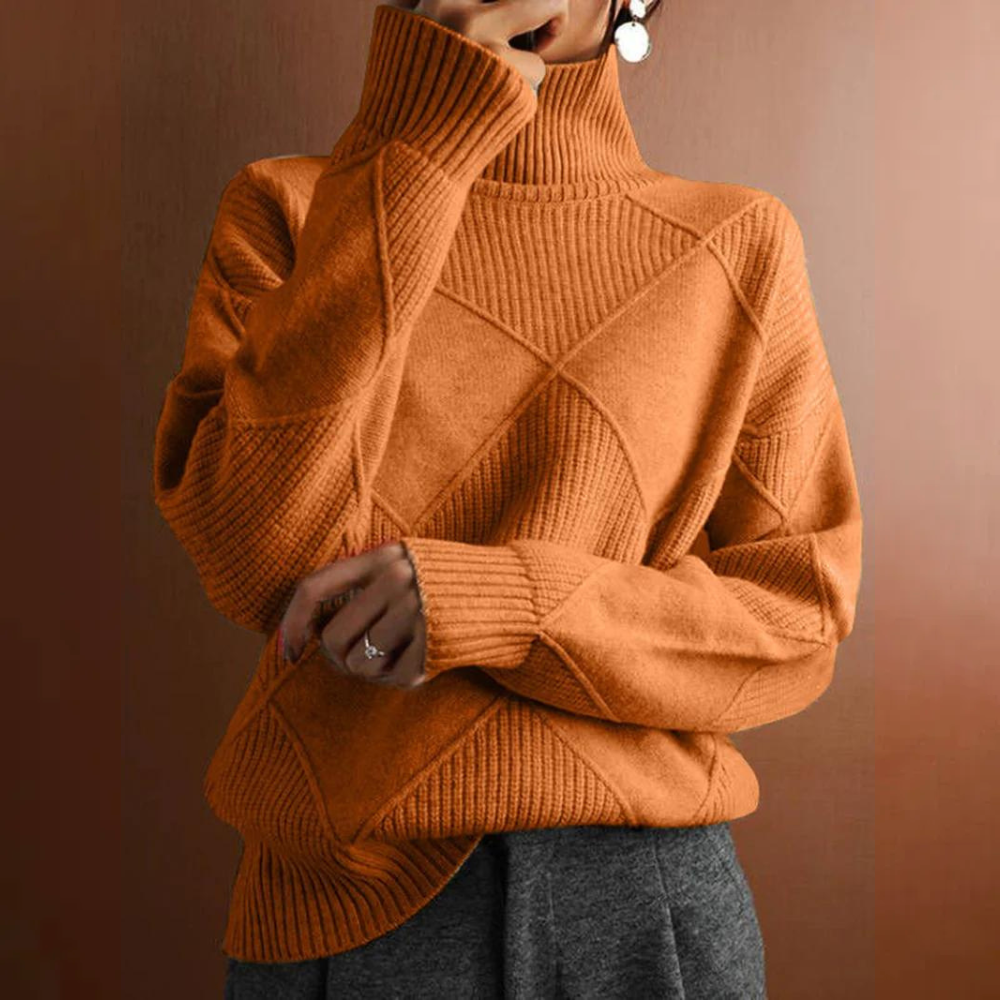 Elegant Turtleneck Sweater with Geometric Pattern