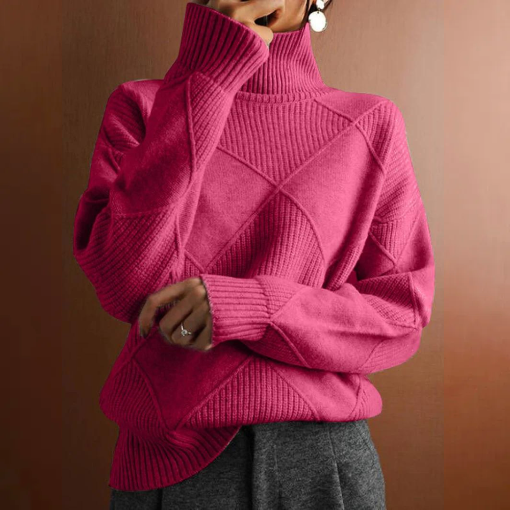 Elegant Turtleneck Sweater with Geometric Pattern