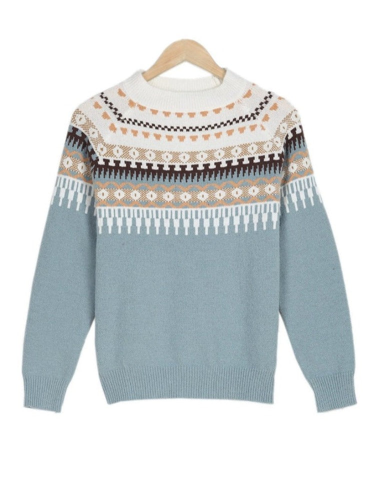 Knitted Sweater with Scandinavian Pattern